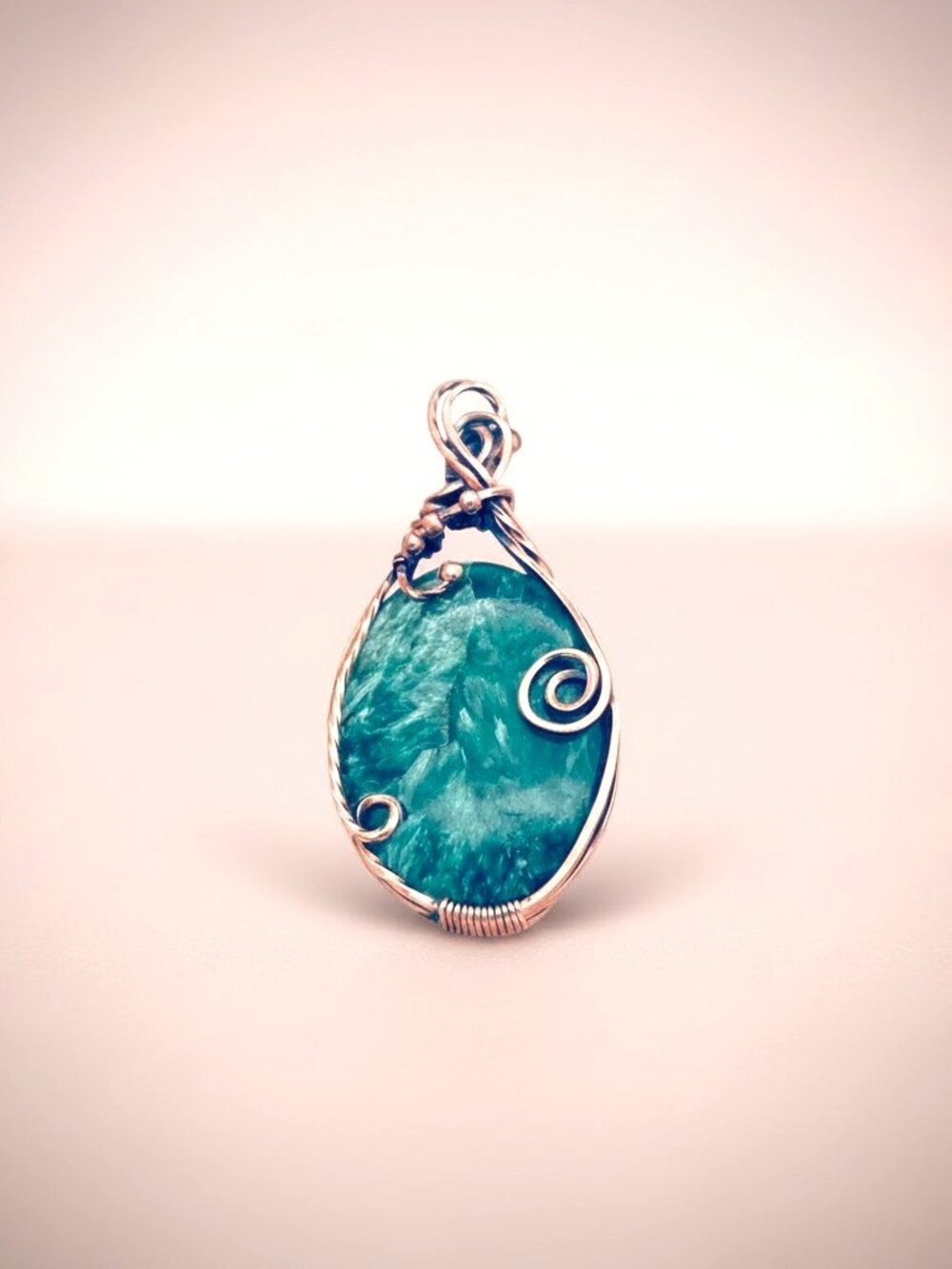 Handmade Antiqued Copper Necklace with Seraphina Stone Wire Wrapped